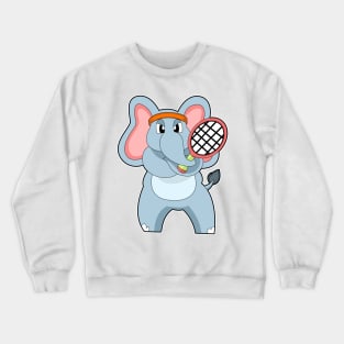 Elephant at Tennis with Tennis racket Crewneck Sweatshirt